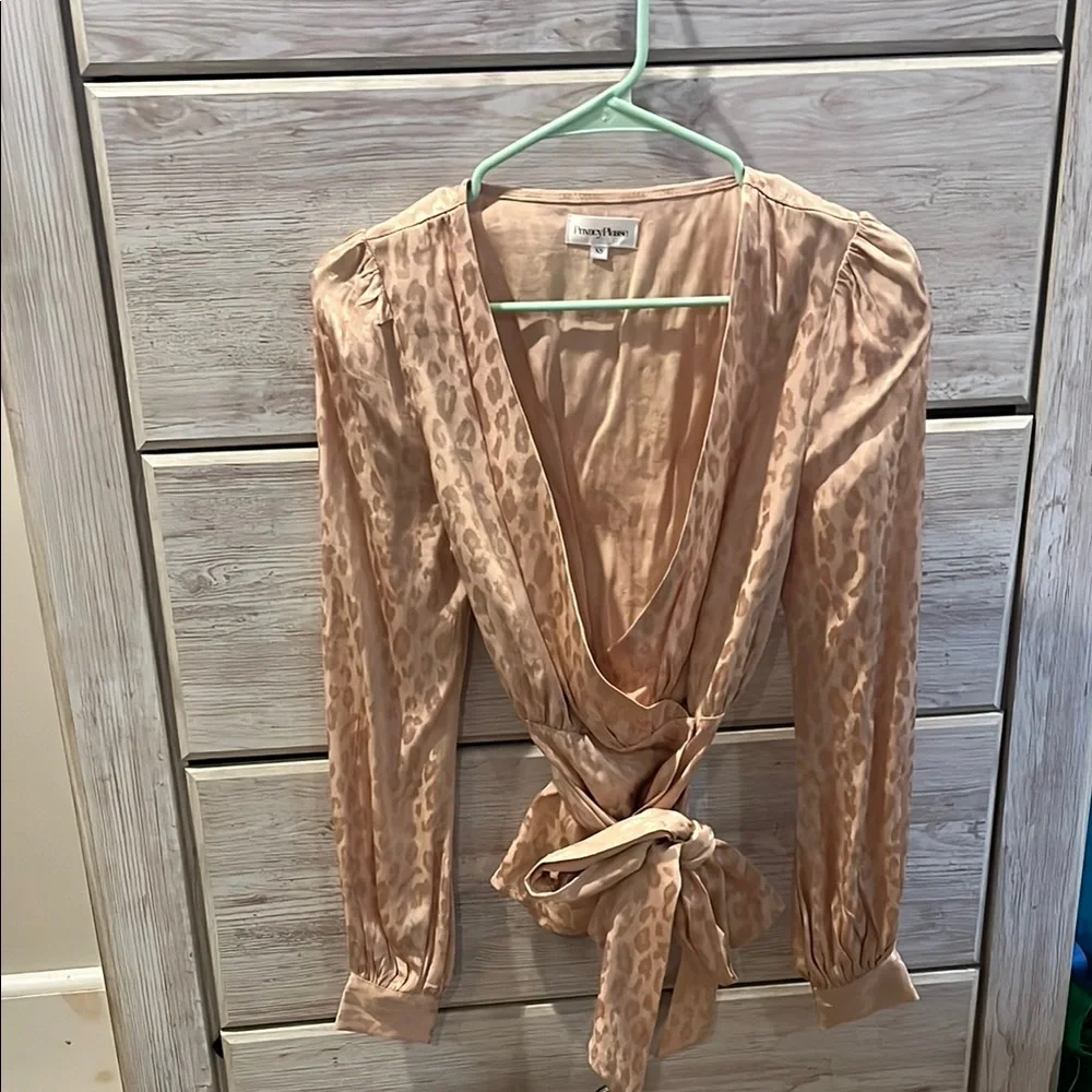 Leopard Print Wrap Blouse - Picture 2 of 3